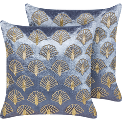 PANDOREA - Sierkussen set van 2 - Paars/Goud- 45 x 45 cm - Fluweel