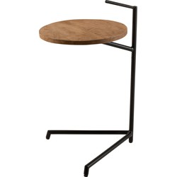 J-line - Bijzettafel Bistro Rond Mango Hout/ijzer Naturel/zwart - 39x42x64cm