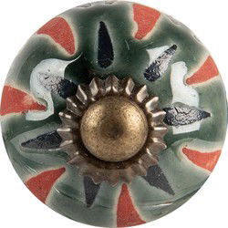 Clayre & Eef Deurknop Ø 3x3 cm Groen Keramiek