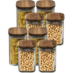 Set van 8x keuken voorraadbussen/potten glas 1.0 en 1.3 Liter inhoud - Voorraadpot