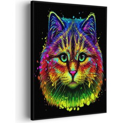 Muurwerken Akoestisch Schilderij - Colored Cat - Geluidsdempend Wandpaneel - Wanddecoratie - Geluidsisolatie - BASIC (AW 0.65) XL (86X120)