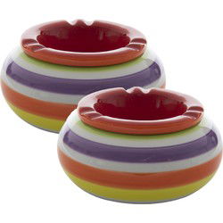 2x stuks ronde terras asbakken/stormasbakken rood keramiek 14 x 14 x 7 cm - Asbakken