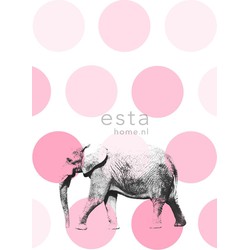 ESTAhome fotobehang olifant roze