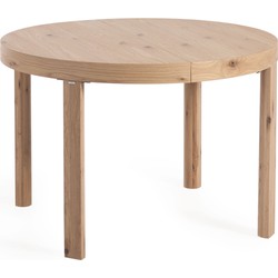 Kave Home - Colleen uittrekbare ronde tafel met eiken fineer en massief houten poten Ø120(170)x120 cm