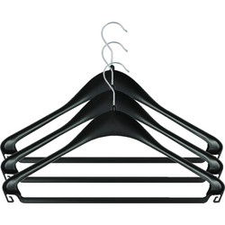 Kledinghanger - 24x stuks - zwart - kunststof - kledinghaak - kleding ophangen - Kledinghangers