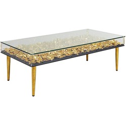 Kare Salontafel Gold Flowers 120x60cm