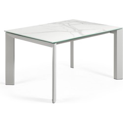 Kave Home - Axis uitschuifbare tafel van porselein met grijze poten 140 (200) cm