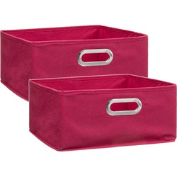 Set van 4x stuks opbergmand/kastmand 14 liter framboos roze linnen 31 x 31 x 15 cm - Opbergmanden