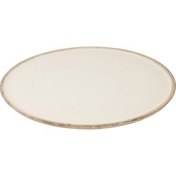 J-line - Schaal Rond Mango Hout Whitewash Wit - 56x56x5.5cm