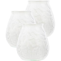 Set van 3x stuks witte Lowboy buiten tafel sfeer kaarsen 10 cm 40 branduren in glas - Waxinelichtjes