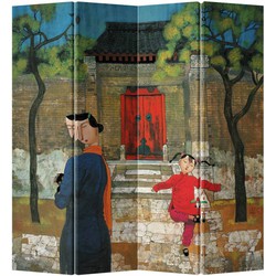 Fine Asianliving Chinees Kamerscherm Oosters Scheidingswand B160xH180cm 4 Panelen Kind