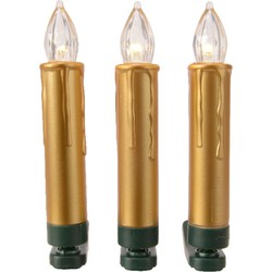 Lumineo kaarsen verlichting - goud - draadloos - 10 kaarsen - warm wit - Kerstverlichting kerstboom