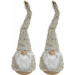 2x stuks pluche gnome/dwerg decoratie poppen/knuffels grijs 45 x 14 cm - Kerstman pop
