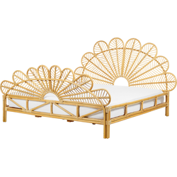 FLORENTINE - Tweepersoonsbed - Lichtbruin - 180 x 200 cm - Rotan