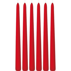 6x Lange kaarsen rood 30 cm 13 branduren dinerkaarsen/tafelkaarsen - Dinerkaarsen