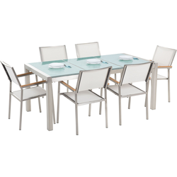 GROSSETO  - Tuinset voor 6 driedelig - Zilver/Mat - Veiligheidsglas