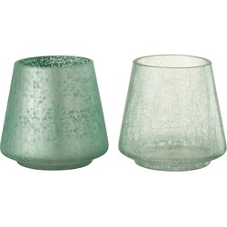 Windlicht | glas | muntgroen | 12x11x (h)14.5 cm