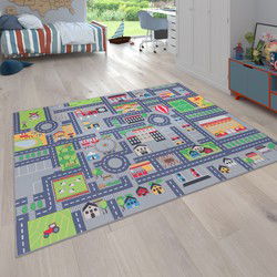 Kindervloerkleed - Binola - Stad - Grijs - 140x200 cm