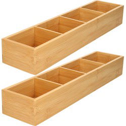 2x gerimport make-up sorteer organizer - 4-vaks - 44x10x6 cm - bamboe - Make-up dozen