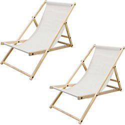 Opklapbare houten ligstoel 3 ligposities tot 120 kg Beige