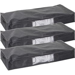 3x Stuks dekbed/kussen opberghoes antraciet grijs met vacuumzak 100 x 45 x 15 cm - Opberghoezen