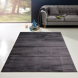 Tapijtenloods Enjoy Effen Velvet Vloerkleed Antraciet Laagpolig- 200x290 CM