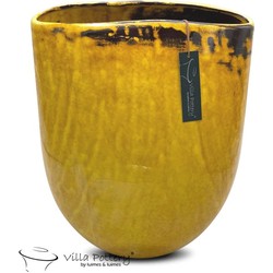 Villa Pottery  Tobago gele ovale vaas, B27xD18xH35
