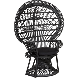 Beliani EMMANUELLE - Fauteuil-Zwart-Rotan