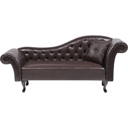 Beliani LATTES - Chaise longue-Bruin-Kunstleer