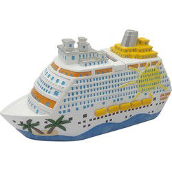 Spaarpot cruiseschepen van poly kleurrijk (B/H/D) 20x11x7cm