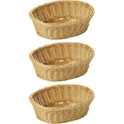 3x Ovalen fruitmandje/broodmandje 23 x 29 x 9,5 cm gevlochten riet uiterlijk - broodmand