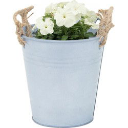 Mega Collections emmer/plantenpot Old Rope - zink - zilver - D18 X H18 cm - IJzeren emmer / teil