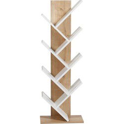 Boekenkast in eiken- en witdecor H129,8 cm - TUVAL