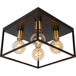Rubens vierkante zwart en gouden plafondlamp 4x E27