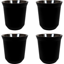 Krumble Espressokopjes staal set van 4 - Zwart
