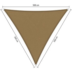 Compleet pakket: Shadow Comfort waterafstotend, driehoek 5x5x5,m Original Camel met bevestigingsset en buitendoekreiniger