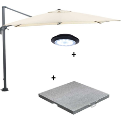 Zweefparasol Hawaii M 270x270 cm - d grijs / ecru - incl 80 kg voet en lamp