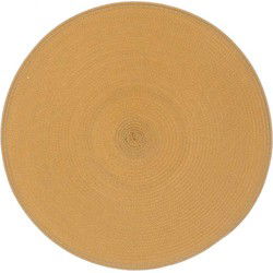 Unique Living - Placemat Daisy - Rond - Rotan - Okergeel - Ø 38cm