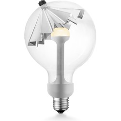 Design LED Lichtbron Move Me - Zilver - G120 Umbrella LED lamp - 12/12/18.6cm - Met verstelbare diffuser via magneet - geschikt voor E27 fitting - Dimbaar - 5W 400lm 2700K - warm wit licht