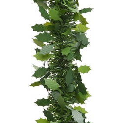 2x stuks groene kerstslinger met hulst bladeren 10 x 270 cm - Kerstslingers