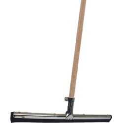 Vloertrekker/douchetrekker voor water metaal/rubber 35 cm met houten steel 130 cm - Vloertrekkers