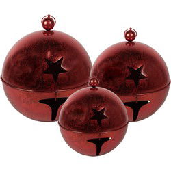 Clayre & Eef Kerstdecoratie Bel Ø 62 / Ø 52 / Ø 42 cm Rood Metaal