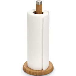 Zeller keukenrolhouder - bamboe hout - rond - 16 x 32cm - keukenpapier - Keukenrolhouders