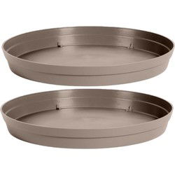 EDA Bloempot onderschaal Toscane - 4x - kunststof - taupe - D35 cm - Plantenpotten