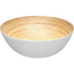 Secret de Gourmet Slakom/serveer schaal - bamboe - wit - D25 cm - Saladeschalen