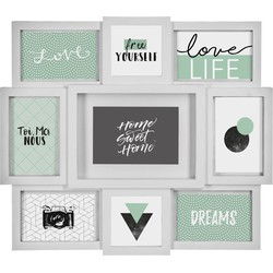 Decopatent® Fotolijst Collage voor 9 Foto's van 15x10 & 10x15 & 10x10 Cm - Fotolijsten - Fotolijstje met 9 fotokaders -48.5x2x42.5