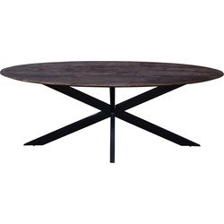 Eettafel Ovaal 200cm - Mangohout & Metaal - X-Poot