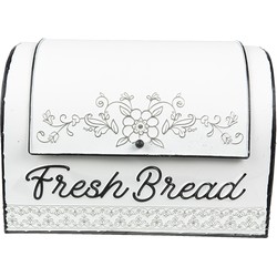 Clayre & Eef Opbergdoos  30x20x20 cm Wit Bruin Metaal Bloemen Fresh Bread Opbergbox