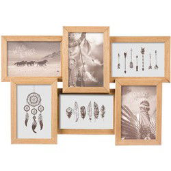Decopatent® MDF Fotolijst Collage voor 6 Foto's van 15x10 & 10x15 Cm - Fotolijsten - Fotolijstje met 6 fotokaders - 44x3.2x31 Cm