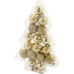 17x stuks kleine kunststof kerstballen goud 3 cm mat/glans/glitter - Kerstbal